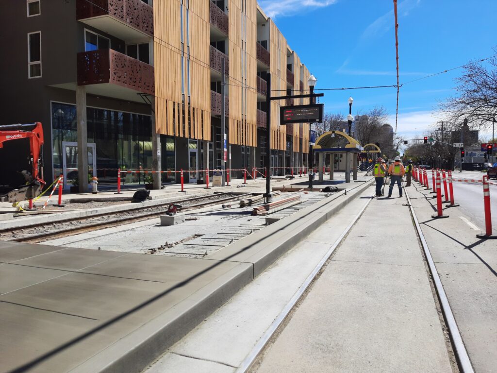 Blue Line station construction.