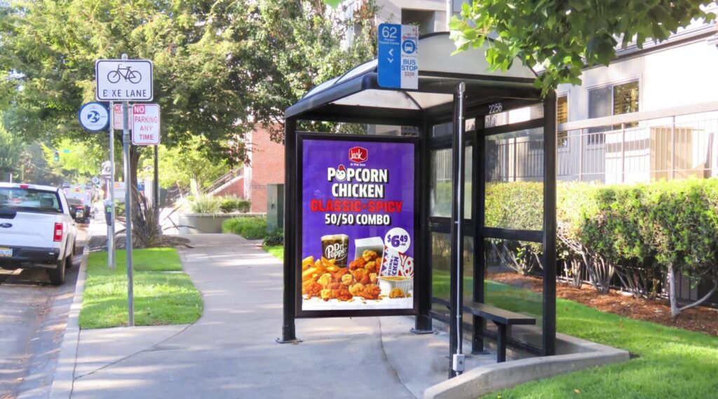 Image showing ad in bus shelter.