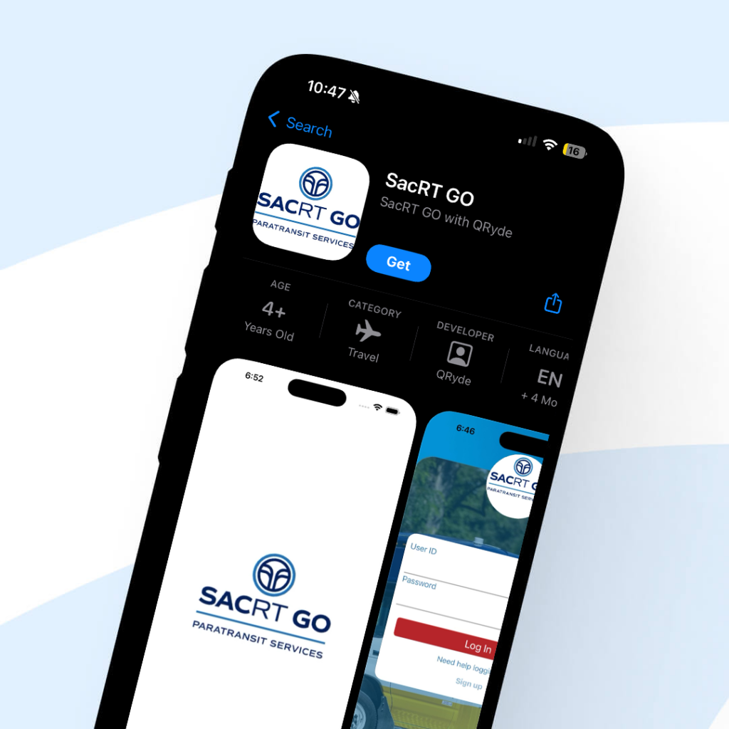 SacRT GO App in app store.